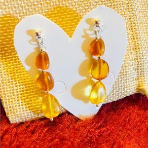 Genuine Baltic Amber ? sterling silver dangling earrings ?